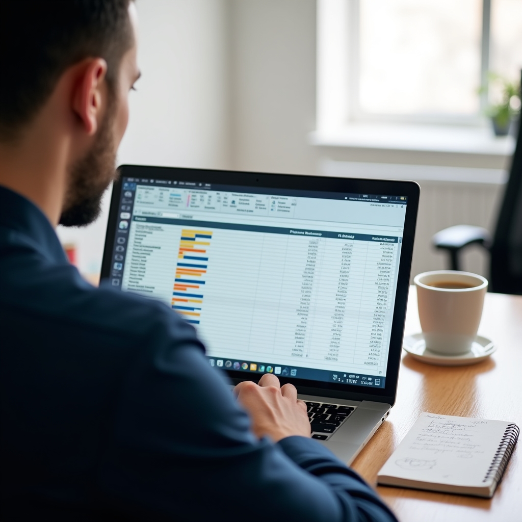Анализ бюджета в таблице на ноутбуке